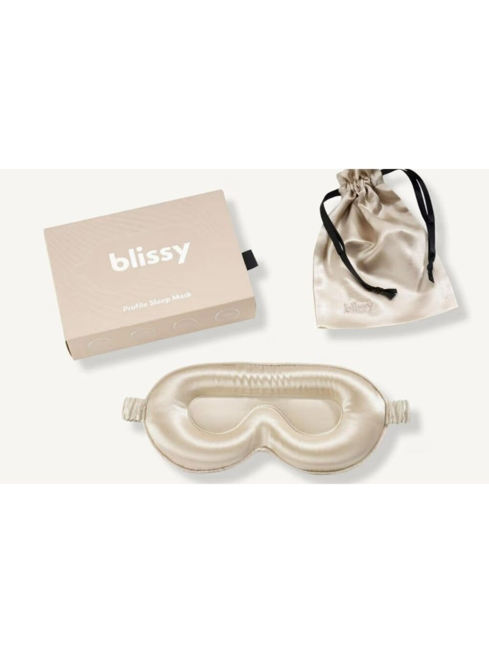 New Blissy Mulberry Silk Sleep Mask Champagne Washable Travel Friendly